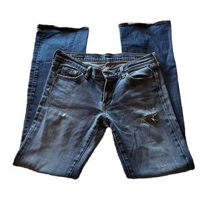 Low Rise Distressed Bootcut Jeans